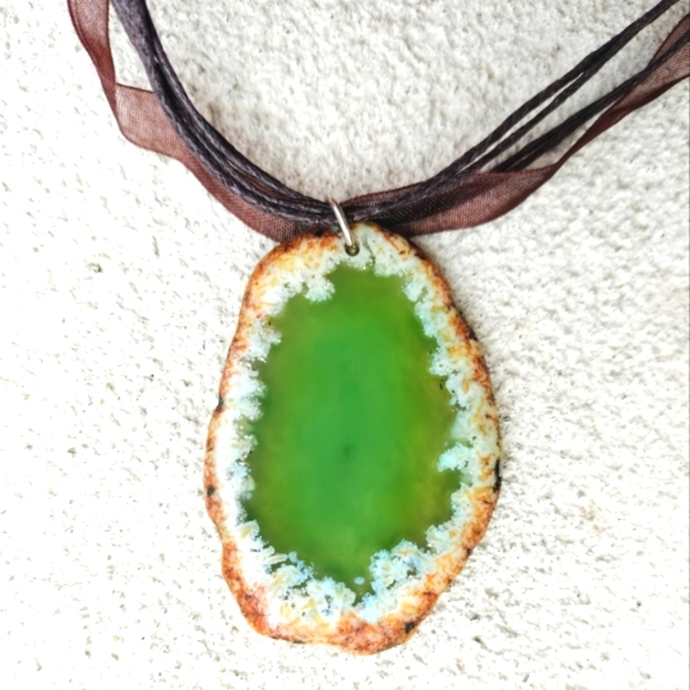 Stone Slice Pendant Necklace